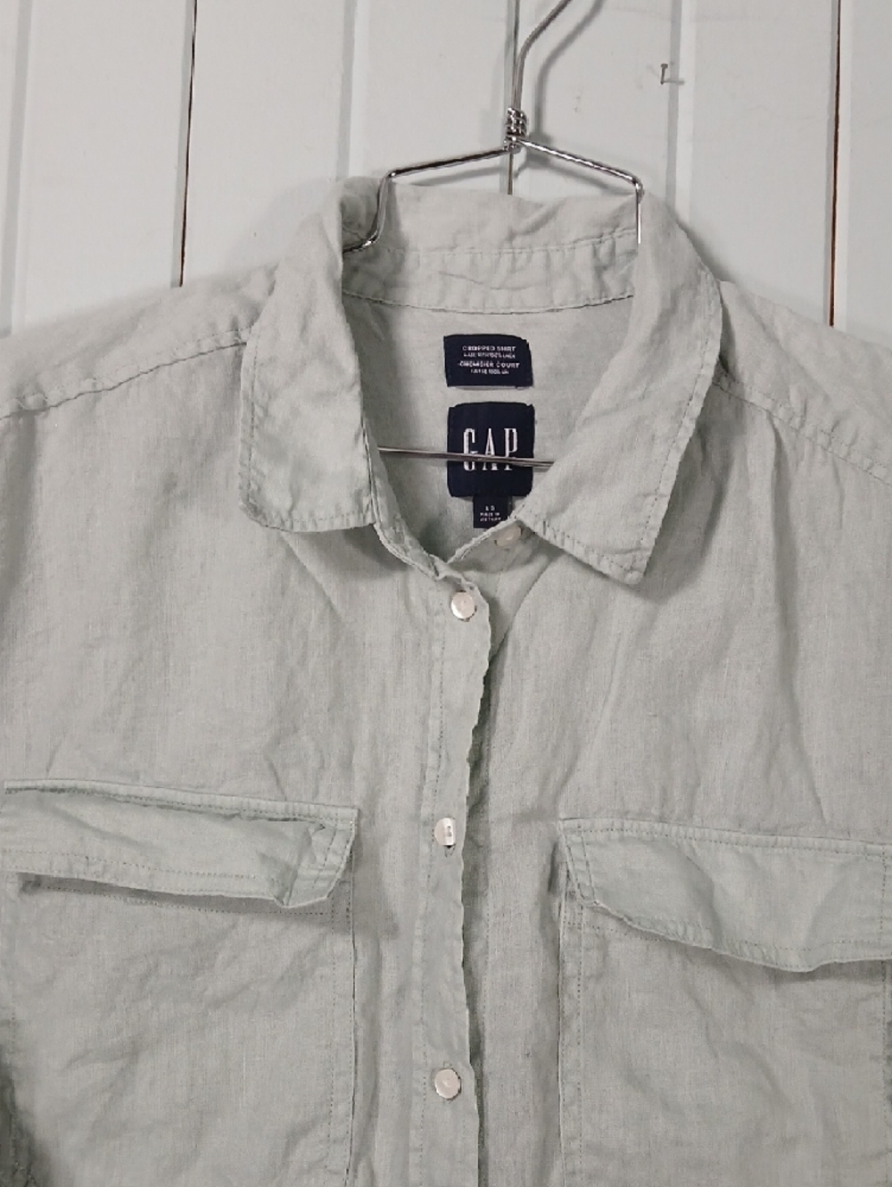 GAP 100% Linen Cropped Shirt - Picture 3 of 8